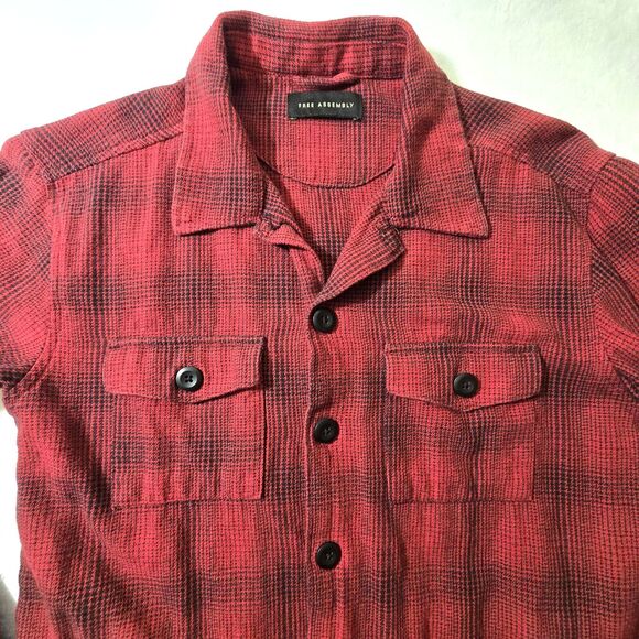 Free Assembly Girls 100% Cotton Flannel Shacket Jacket Red Size L 10/12 Pockets - Picture 4 of 6